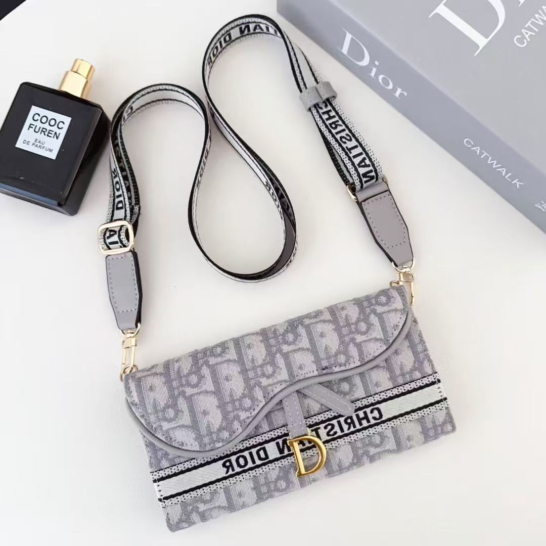 Dior Oblique Jacquard Phone Case Bag with Crossbody Strap & Chain Handle