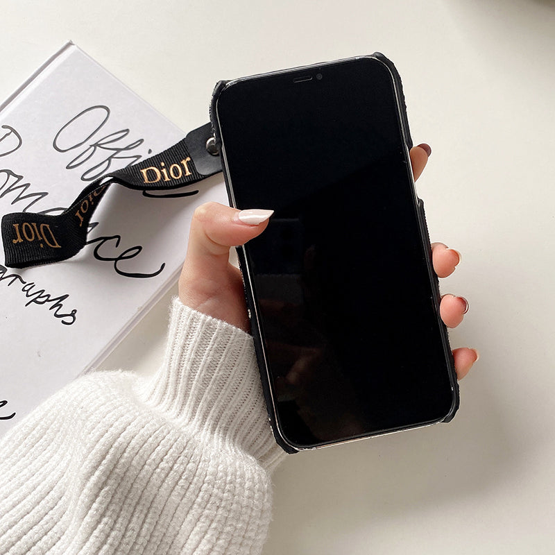 Luxury CD Black iPhone Case With Strap