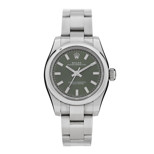 Stainless Steel 26mm Oyster Perpetual Watch Olive Green 176200