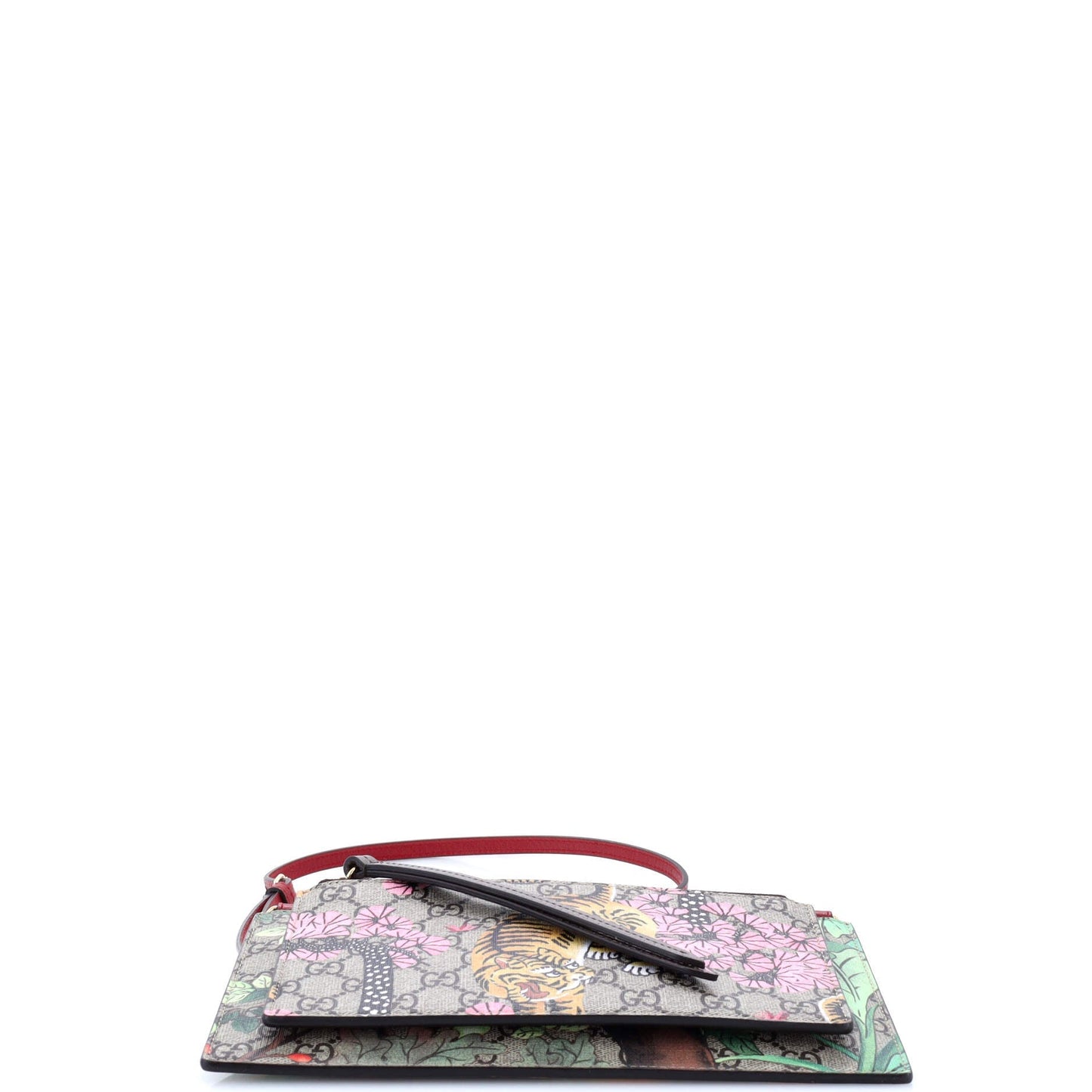 Double Zip Pouch Crossbody Bag Tian and Bengal Print GG Coated Canvas Small