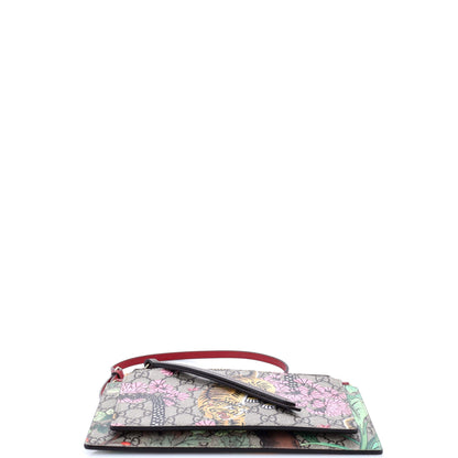Double Zip Pouch Crossbody Bag Tian and Bengal Print GG Coated Canvas Small