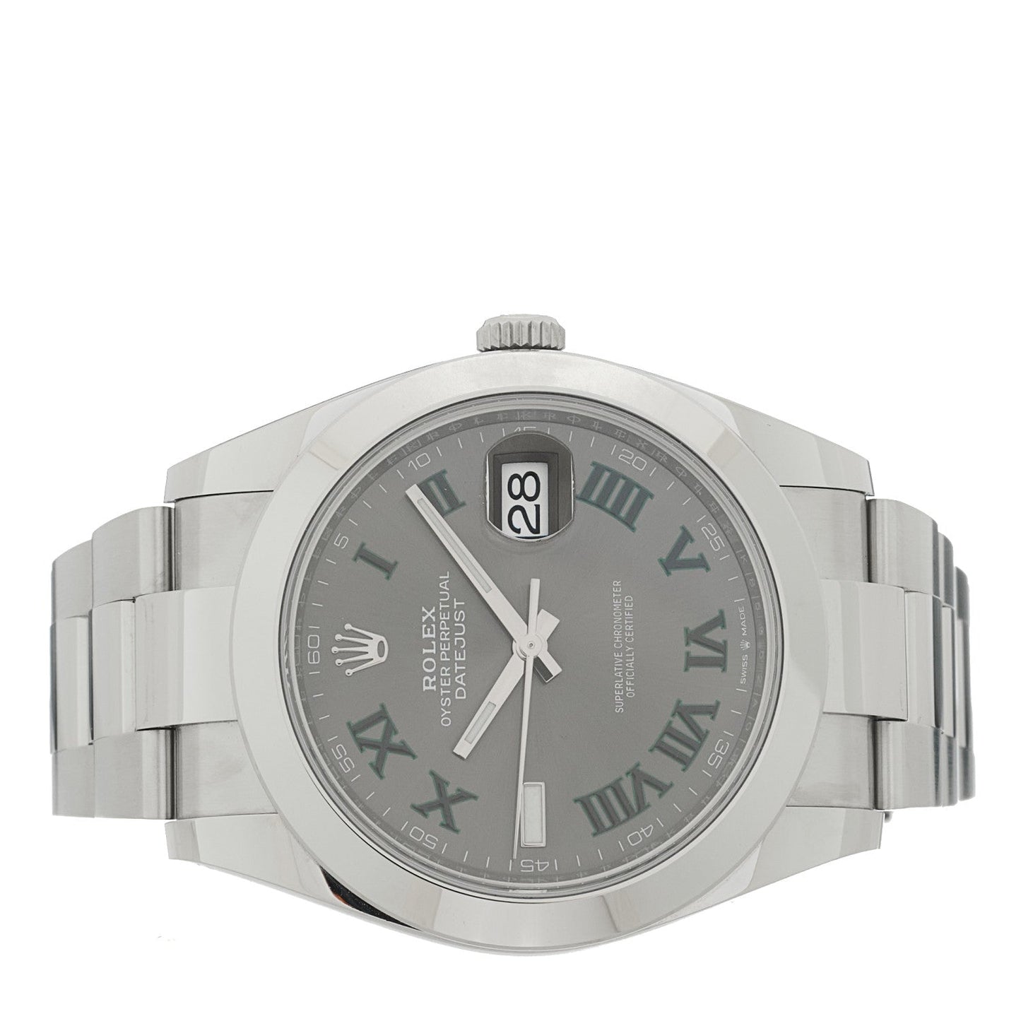 Stainless Steel 41mm Oyster Perpetual Wimbledon Datejust Watch Slate 126300