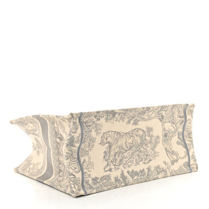 Christian Dior Canvas Embroidered Medium Dioriviera Toile De Jouy Book Tote Gray