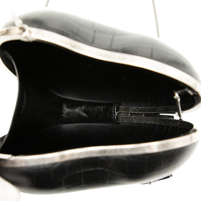 Saint Laurent Love Box Croco Embossed Leather Shoulder Bag