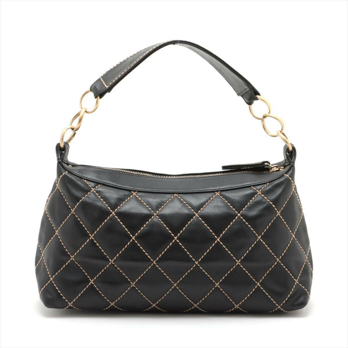 Chanel Black Lambskin Leather Handbag With Gold Hardware