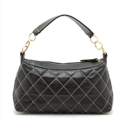 Chanel Black Lambskin Leather Handbag With Gold Hardware