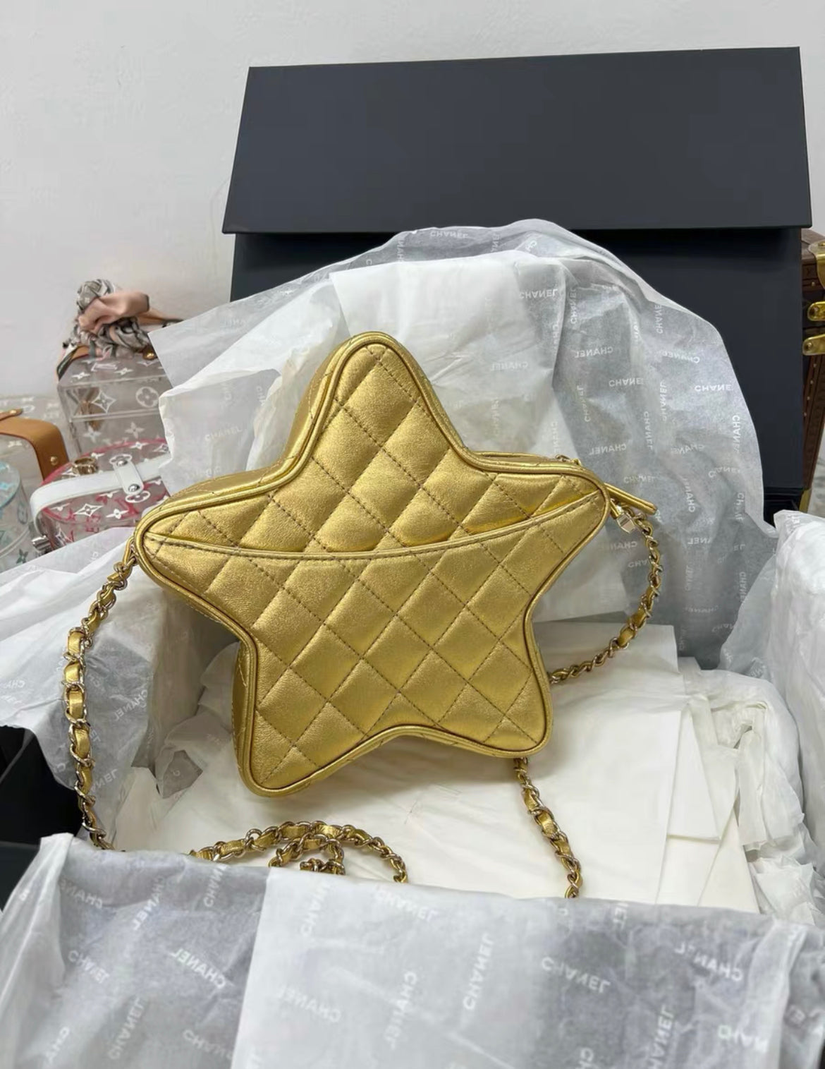 Chanel Luxury Lambskin Gold Handbag Style 4