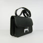 Luxury Hermes Calf Leather Message Bag Black Silver