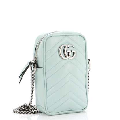 GG Marmont Vertical Phone Crossbody Bag Matelasse Leather Mini