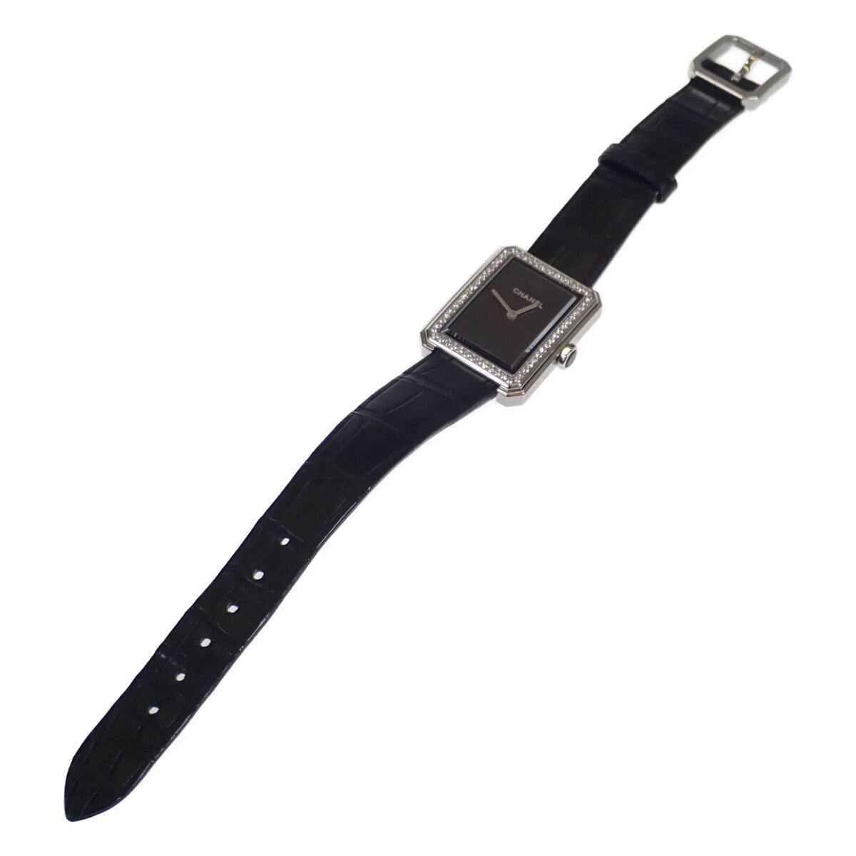 Chanel  Chanel Boyfriend Stainless Steel, Leather and Diamond Ladies Watch with Black Dial H4883 in Excellent condition