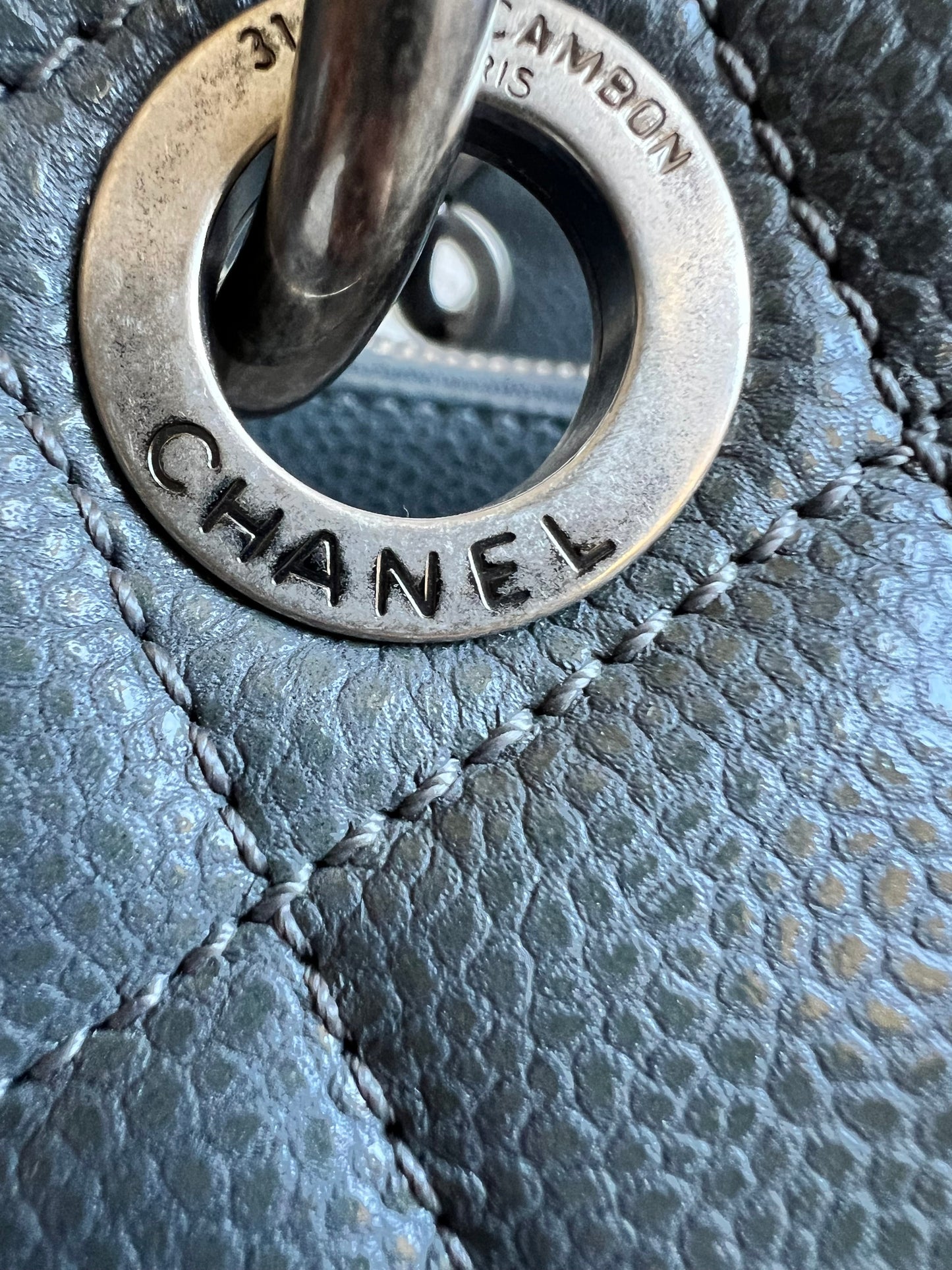 Chanel Grey Caviar Grand Shopper Tote (GST) Silver Hardware