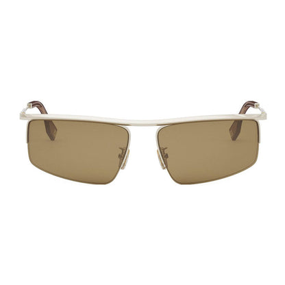Fendi Sunglasses Rectangle Full Rim, Shiny Endura Gold Frame and Green Lens FE40141U30N