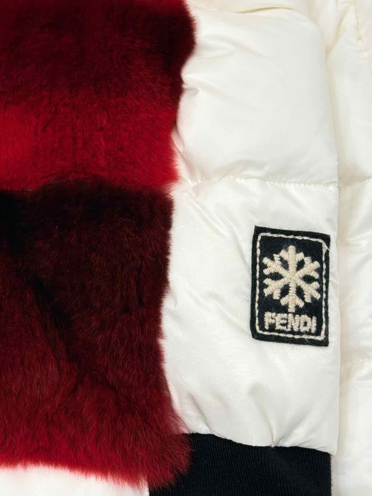 FENDI Hoodie Puffer White & Red Size US 4 Jacket