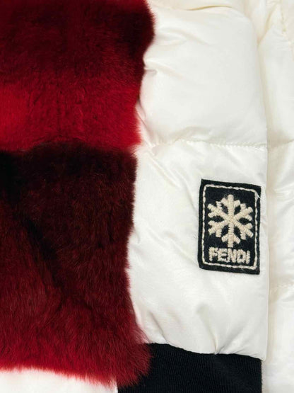 FENDI Hoodie Puffer White & Red Size US 4 Jacket