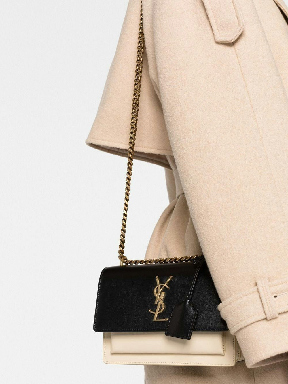 LOGO PLAQUE PANELLED LEATHER CROSSBODY BAG