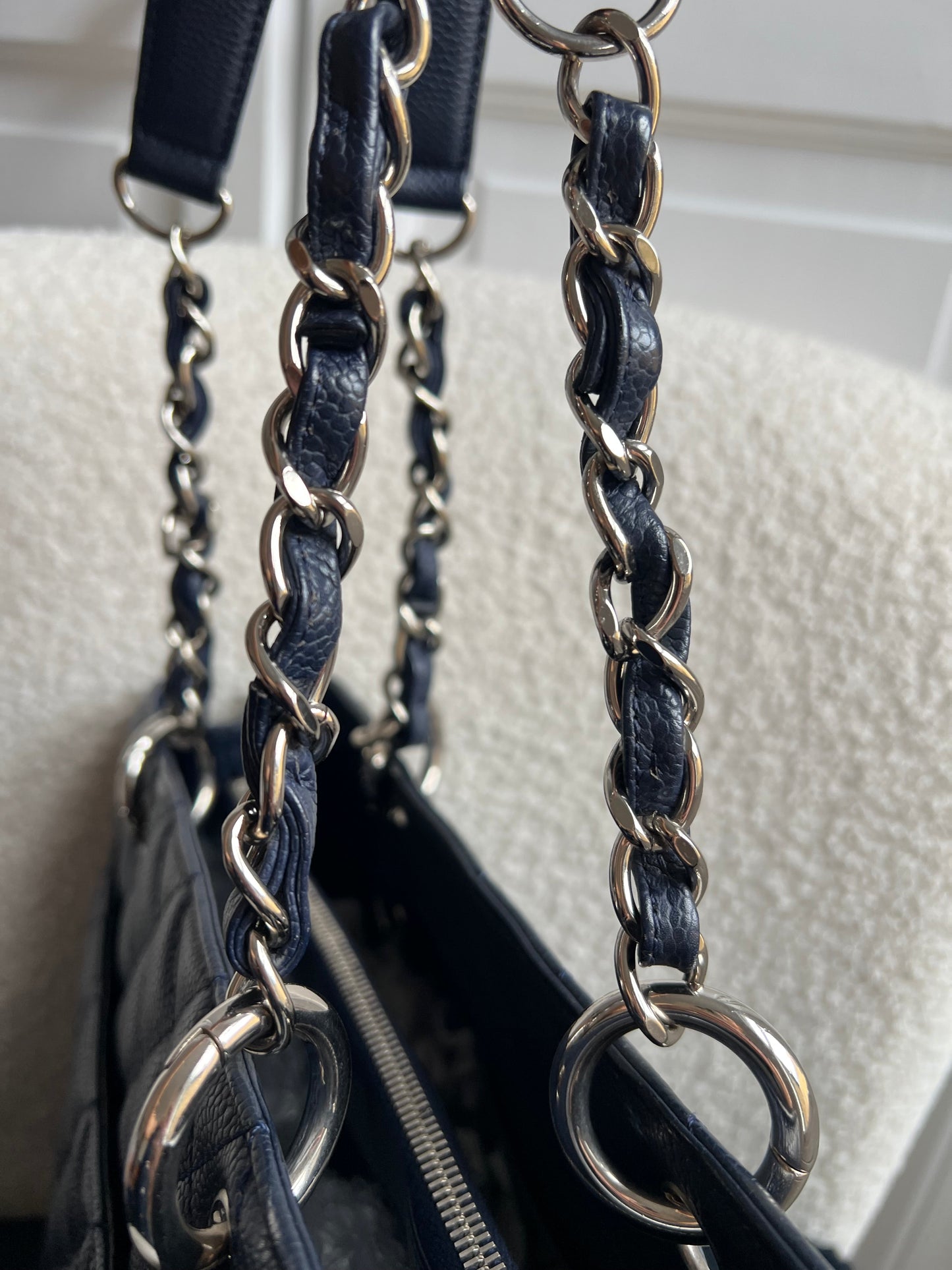 Chanel Navy Blue Caviar Grand Shopper Tote (GST)