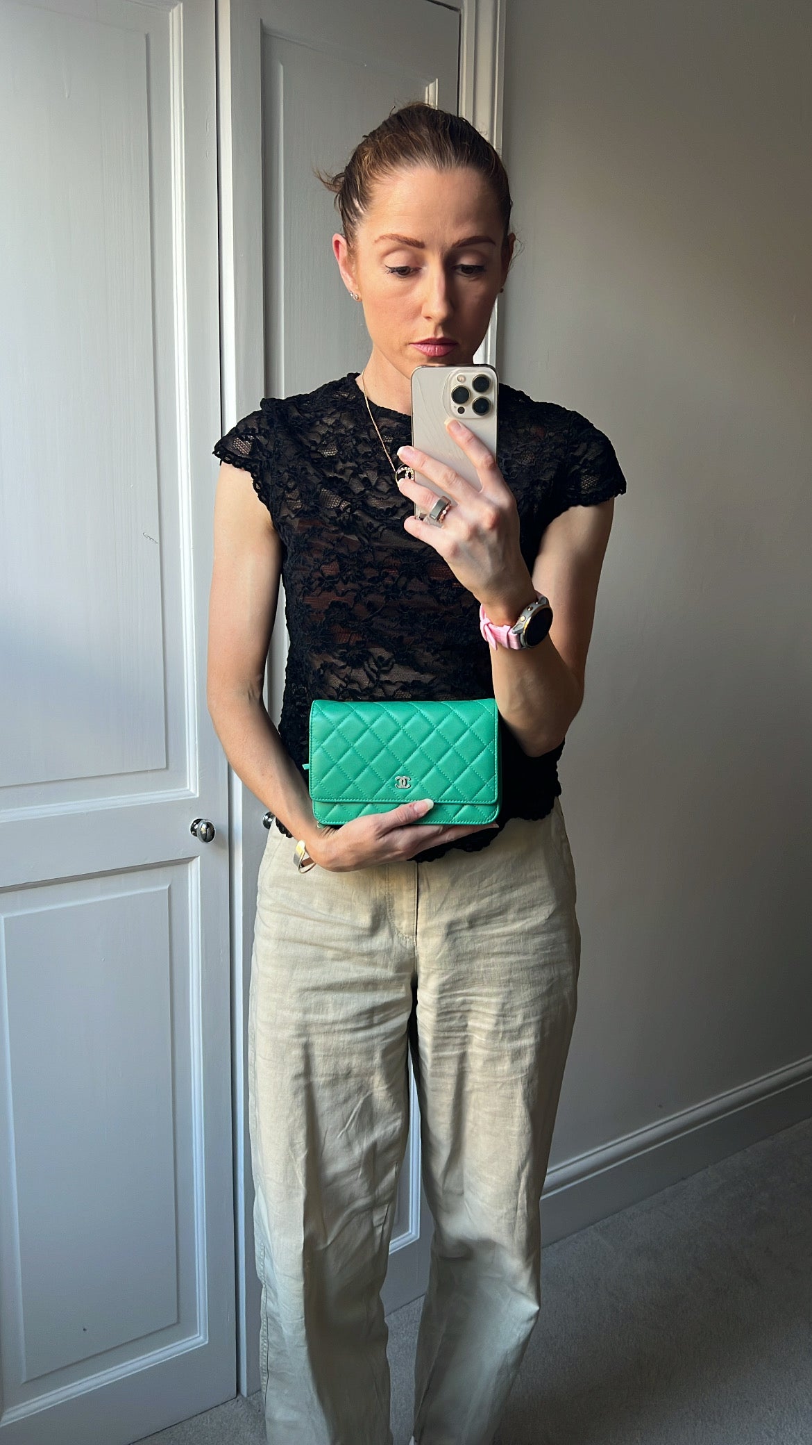 Chanel Turquoise Lambskin Wallet on Chain (RRP £2,930)