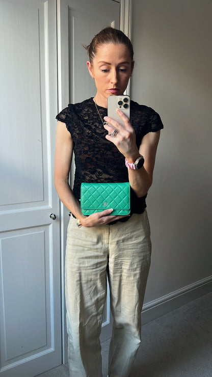 Chanel Turquoise Lambskin Wallet on Chain (RRP £2,930)
