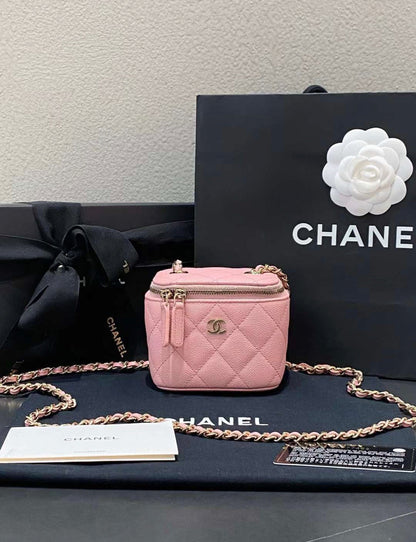 Chanel Vanity Caviar Gold Clutch