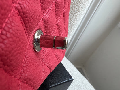 Chanel Square Mini Classic Flap in Coral Red Suede Caviar