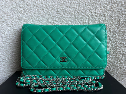 Chanel Turquoise Lambskin Wallet on Chain (RRP £2,930)
