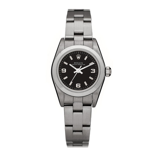 Stainless Steel 24mm Oyster Perpetual Watch Black 76080