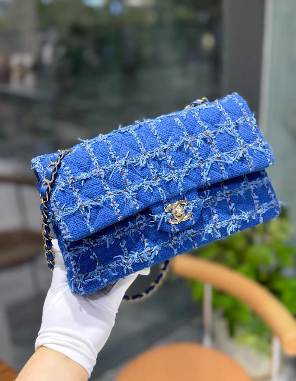 Chanel Timeless Tweed Blue Crossbody