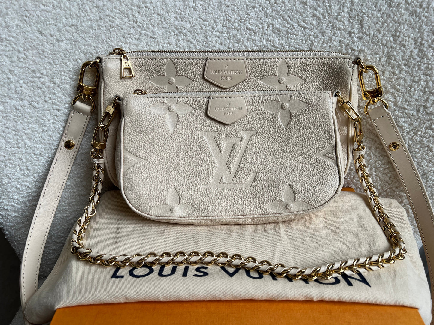 Louis Vuitton Multi Pochette Accessoires Creme Empreinte (RRP £2140)