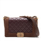 Chanel Boy Chanel Leather X Chain Shoulder Bag Bordeaux X Brown G 18th