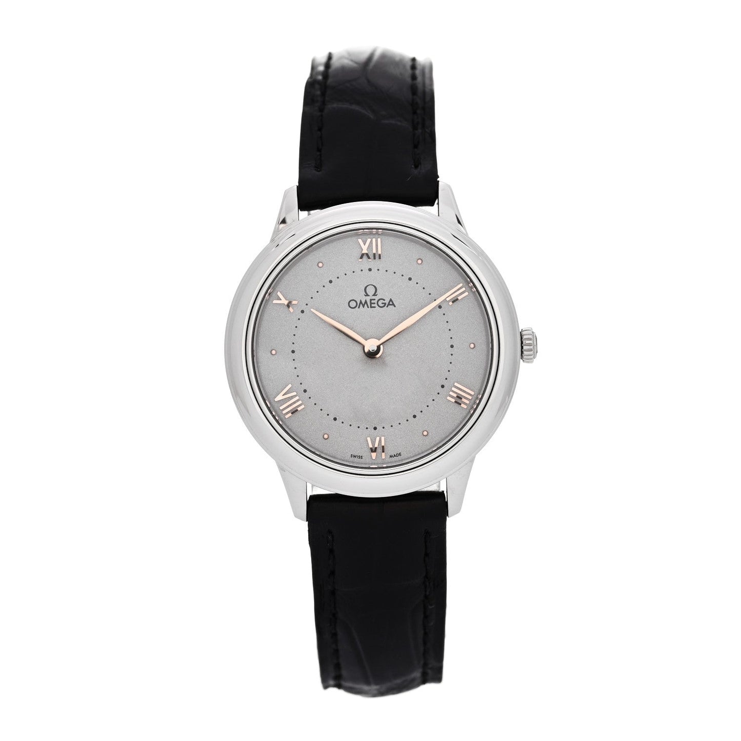 Stainless Steel Alligator 30mm De Ville Prestige Quartz Watch Silver 434.10.30.60.06.001