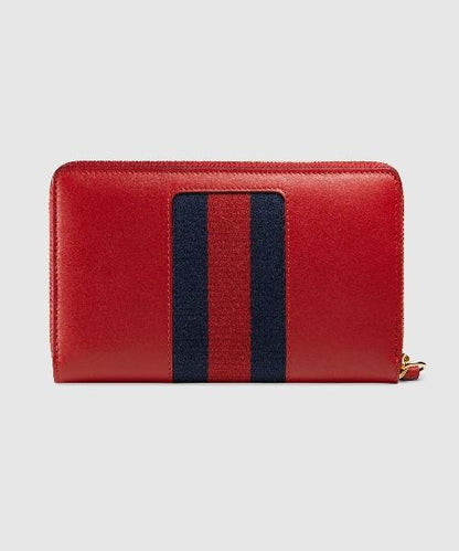 Gucci SyLouis Vuittonie Leather Continental Wallet Hibiscus Red