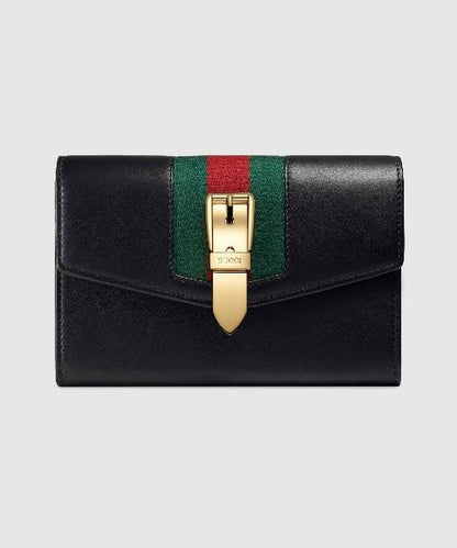 Gucci SyLouis Vuittonie Leather Zip Around Wallet Black