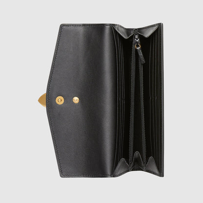 Gucci SyLouis Vuittonie Leather Zip Around Wallet Black