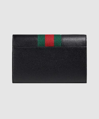 Gucci SyLouis Vuittonie Leather Zip Around Wallet Black