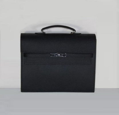 Luxury Hermes Briefcases Briefcase Cow Leather Black Bag