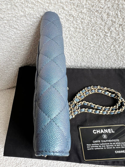 Chanel Iridescent Blue Caviar Wallet on Chain