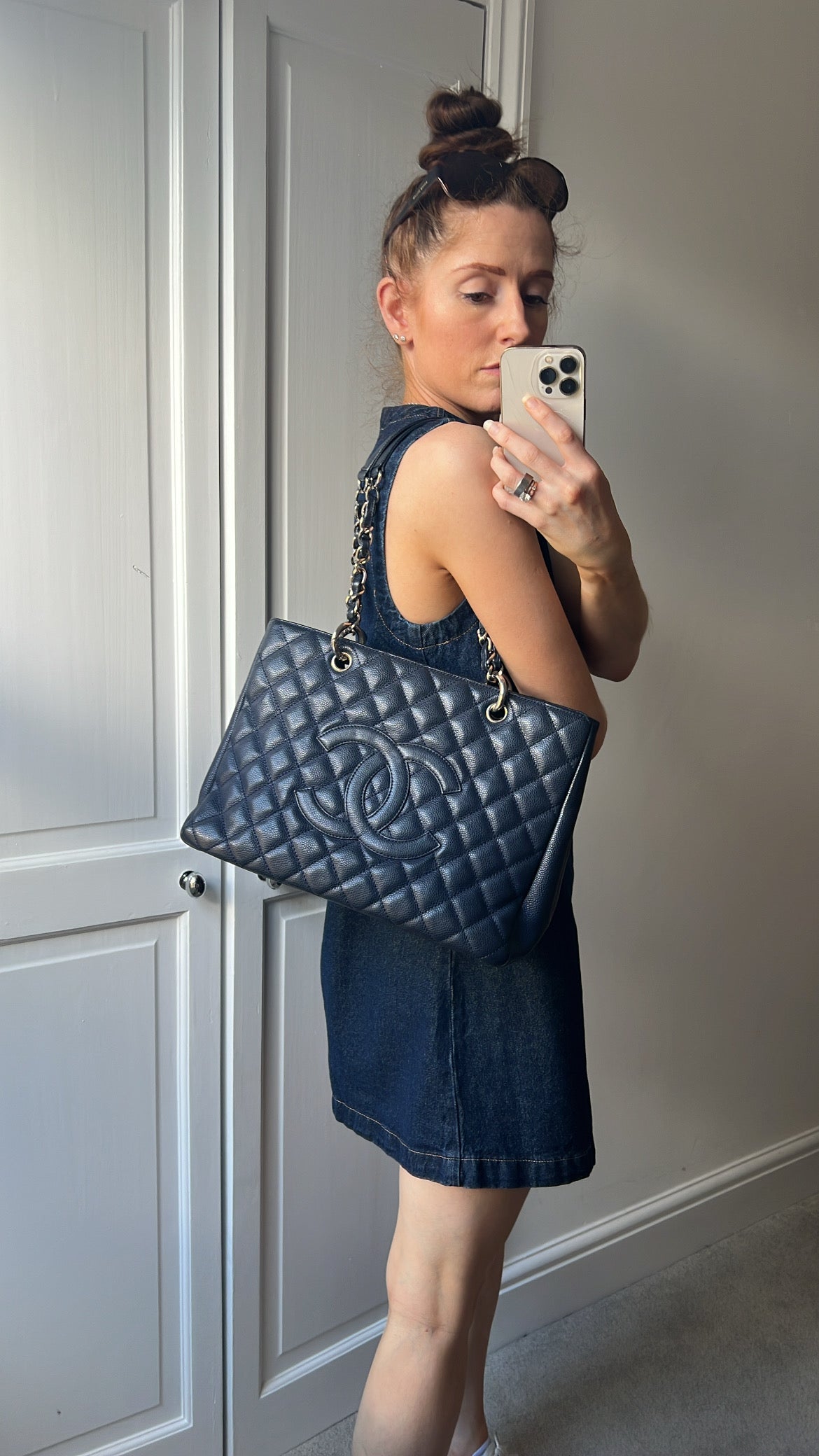 Chanel Navy Blue Caviar Grand Shopper Tote (GST)
