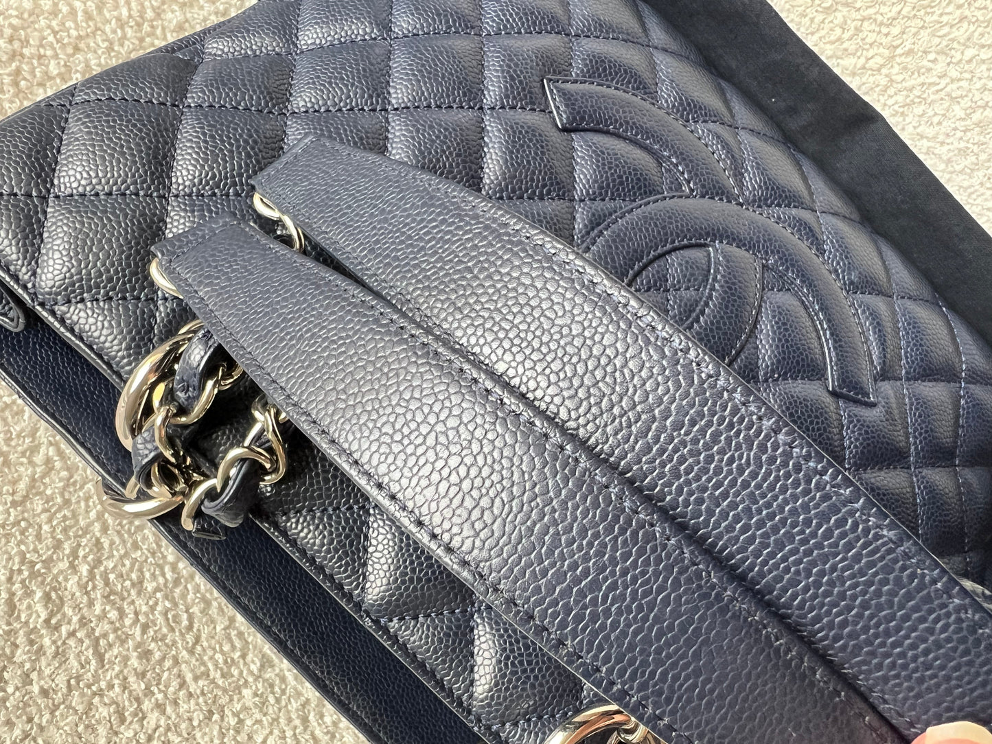 Chanel Navy Blue Caviar Grand Shopper Tote (GST)