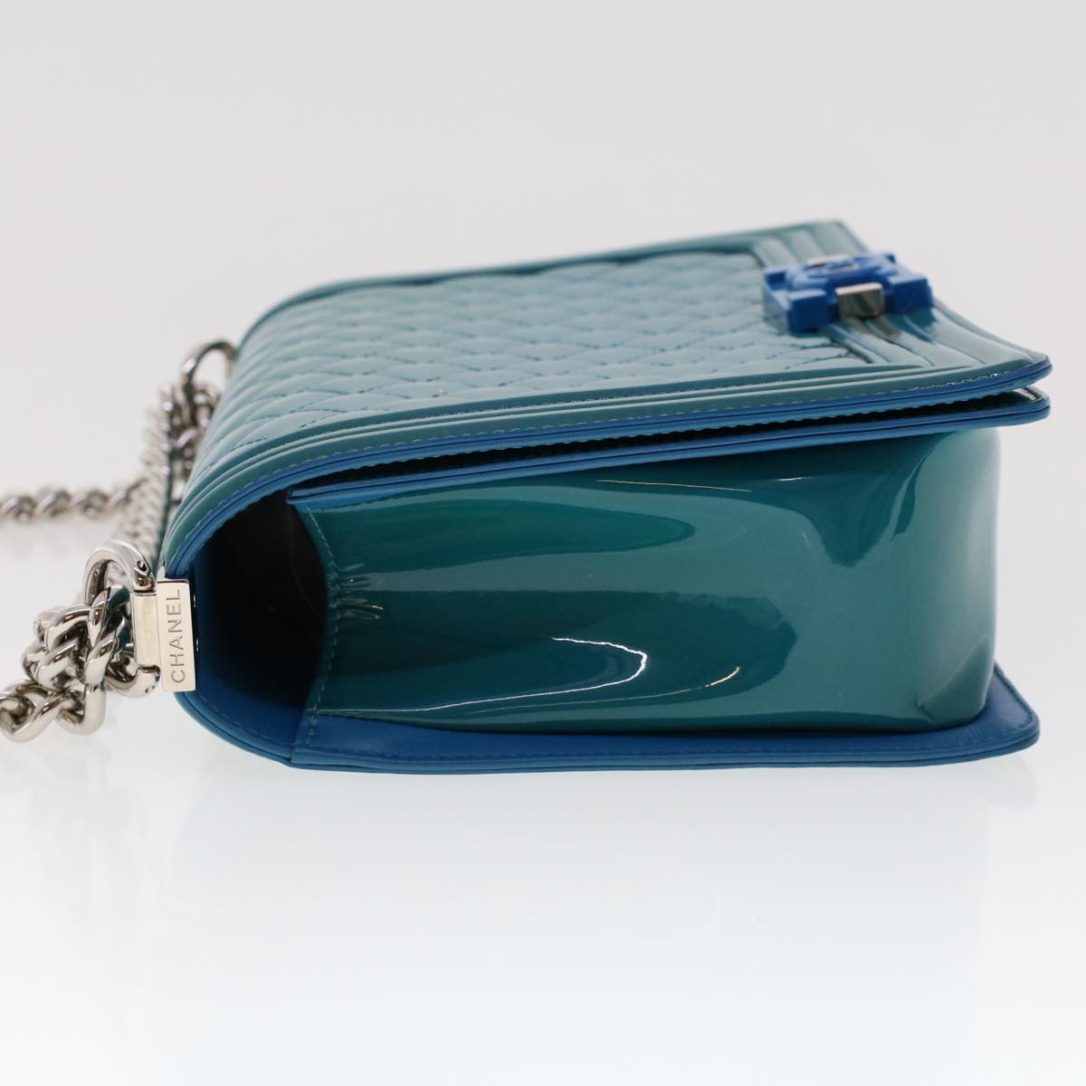 Chanel Boy Leather Blue Shoulder Bag