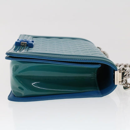 Chanel Boy Leather Blue Shoulder Bag