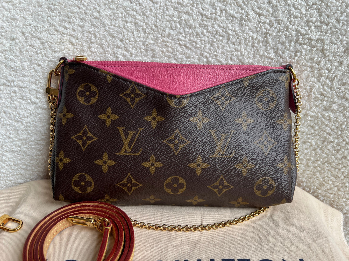 Louis Vuitton Pink and Monogram Pallas Pochette