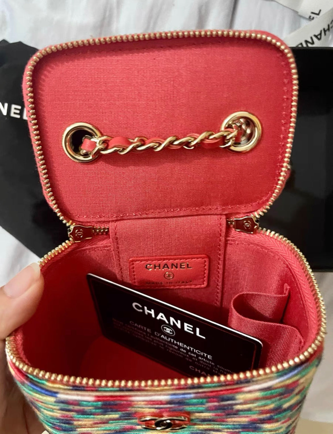 Chanel Vanity Lambskin Gold Clutch
