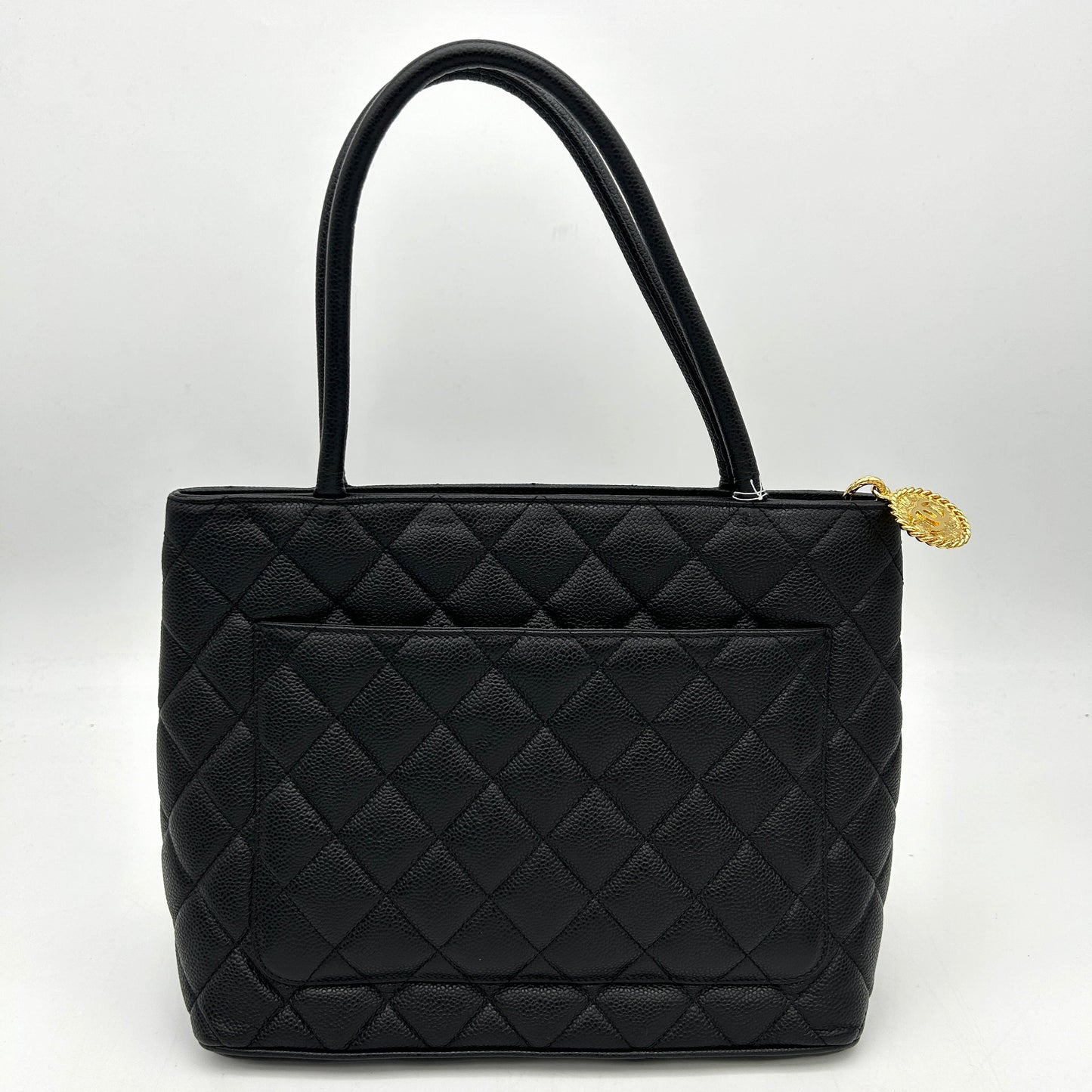 Chanel Black Caviar Medallion Tote Handbag 2001-2003