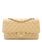 Chanel Flap Classic Quilted Caviar Leather Beige Shoulder Bag