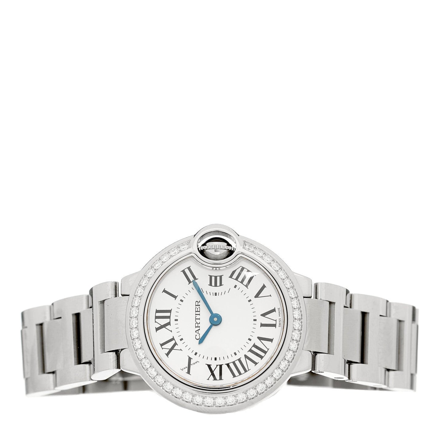 Stainless Steel Diamond Bezel 28mm Ballon Bleu De Cartier Quartz Watch