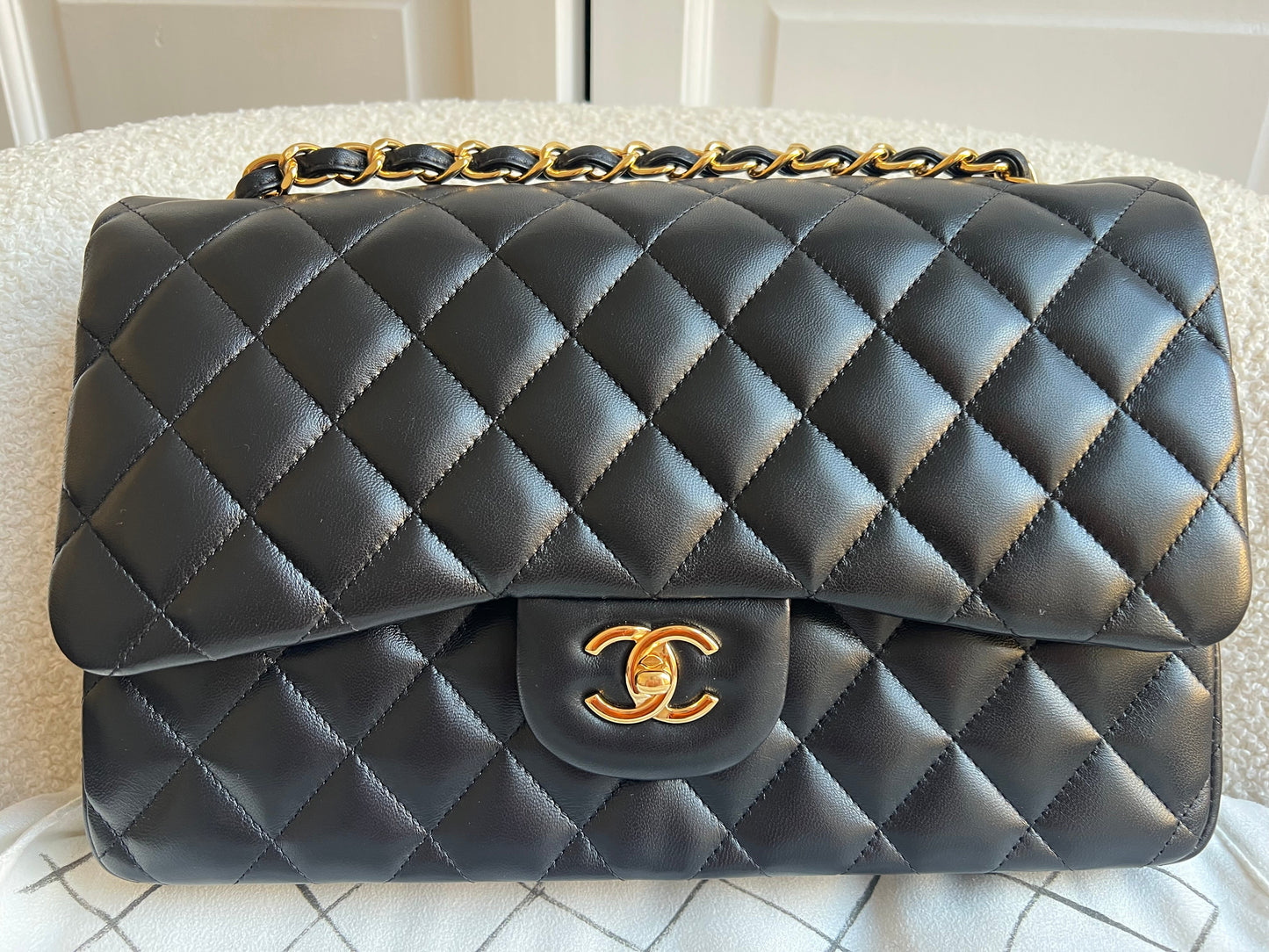 Chanel Jumbo Classic Flap in Black Lambskin Gold Hardware (RRP £9,830)