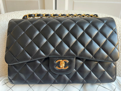 Chanel Jumbo Classic Flap in Black Lambskin Gold Hardware (RRP £9,830)
