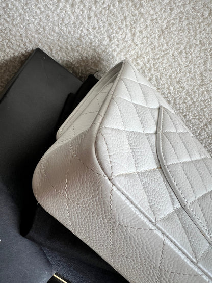 Chanel Medium Classic Flap in White Caviar (RRP £9090)