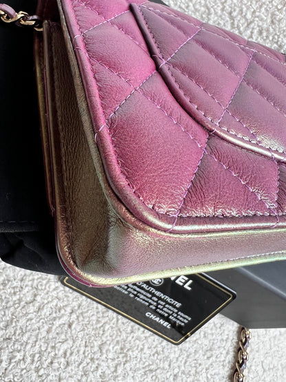 Chanel Iridescent Purple Lambskin Wallet on Chain