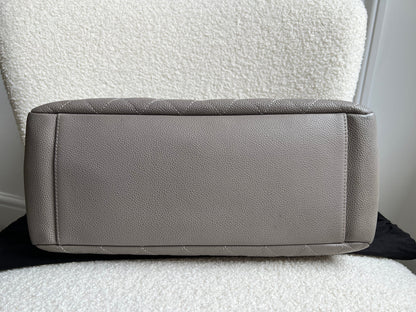 Chanel Grey Caviar Grand Shopper Tote (GST) Silver Hardware